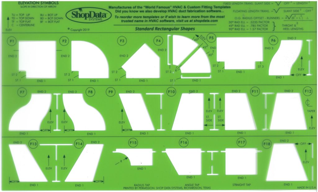 RECTANGULAR HVAC FITTING DRAFTING TEMPLATE